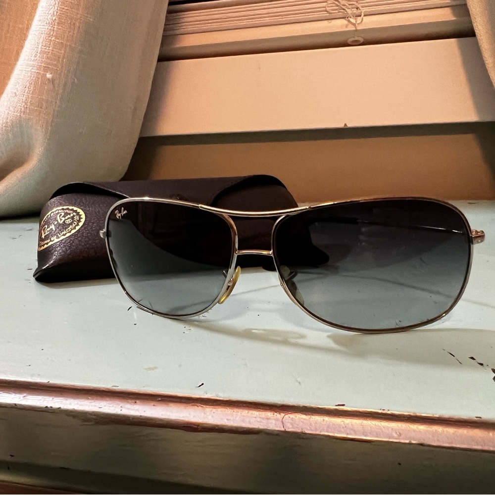 Ray-Ban Silver Frame Sunglasses with Gradient Smoke Lenses